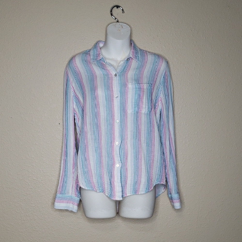 Rails Womens Ellis Iris Stripe Gauze Button Up Sh… - image 1